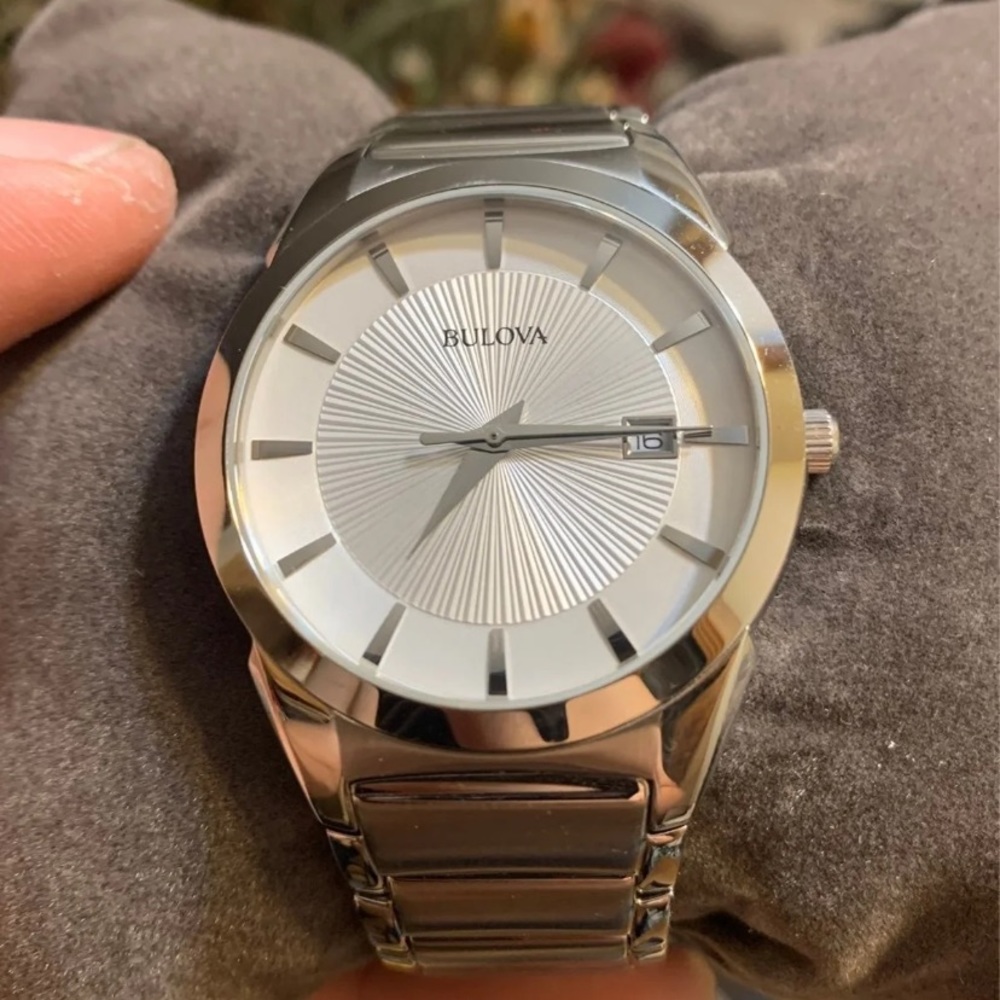 Silver Bulova watch